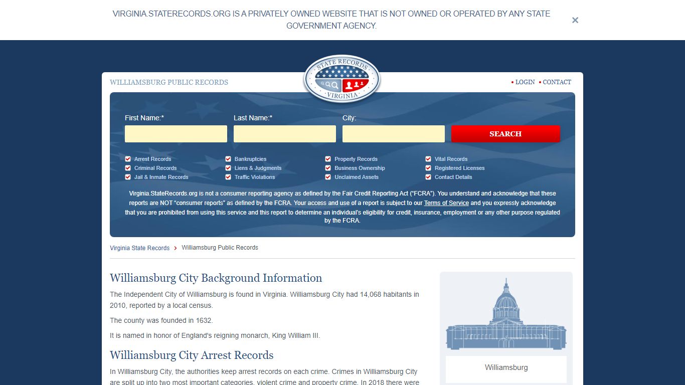 Williamsburg Arrest and Public Records - StateRecords.org